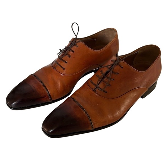 Sutor Mantellassi Men's Brown Captoe Leather Shoes Sz 9.5 Italian Lace Up Luxury